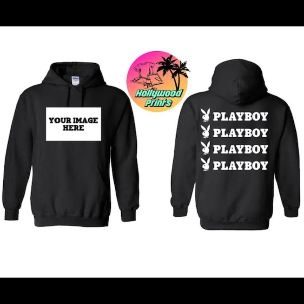 Playboy Hoodie, Custom Playboy Hoodie, Add your own image Playboy Hoodie